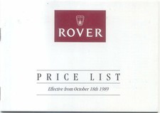 Rover Price List 1989 October
