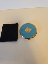 Stratton Baby Blue and Gold Star-Vintage Make Up/Powder Compact