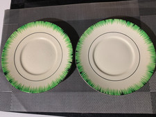 Vintage T, G, Green 2 x Side plates Grassmere Pattern collectible Antique 19cm