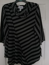 Joseph Ribkoff Size 18 Black Tunic With Cream Pinstripes