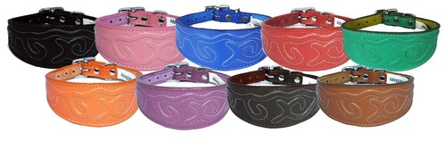 Leather dog collar - collar, whippet