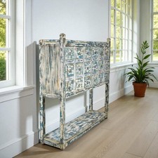 Vintage Worn Paint Multi Wooden Drawers Apothecary Cabinet