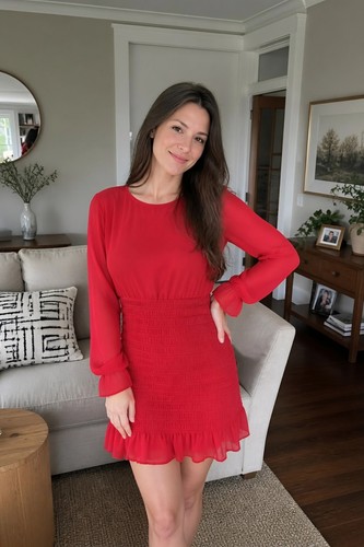 Divided red chiffon long - h&m,