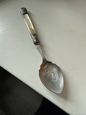 Antique Jam Spoon - Silver Plate And Mother Of Pearl
