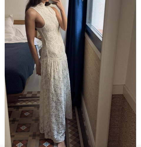 Zara long lace dress ecru - zara,