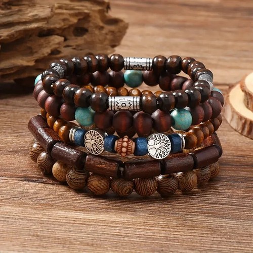 Ethnic boho piece set wooden - 5-piece,