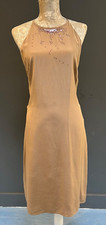Adolfo Dominguez, silk and sequin, tan, camel, dress size 48/ 14