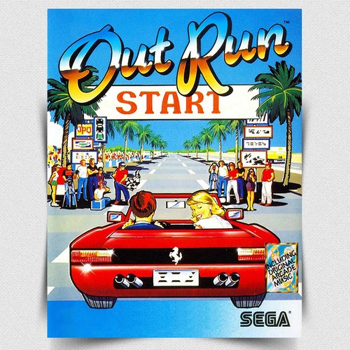 Out run arcade sign metal - arcade,