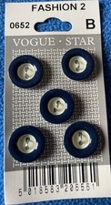 Navy & White Buttons 16mm X 5