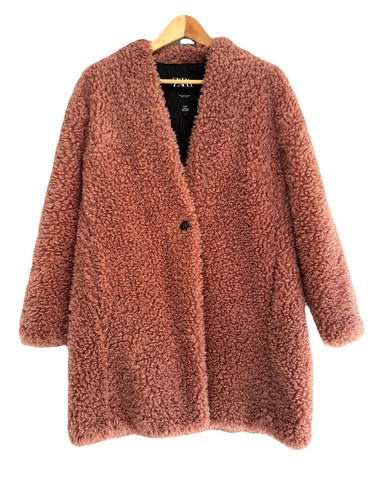 Zara teddy coat pink - teddy, m