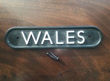 Cast Aluminium WALES Metal Sign Railway Station Style Steam Train Railwayana
