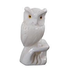 Vintage White Alabaster Owl