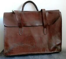 Origina 1940's Small Antique Men's / Ladies Hard Leather Document Bag  Briefcase