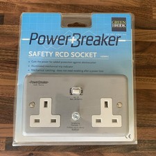 Power Breaker RCD Metal Socket H22MP -C H 13A, BS Fixing, Passive, 2 Gang RCD