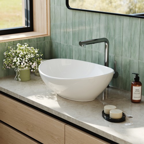White bathroom vessel sink - white,