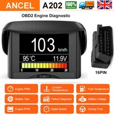 UK ANCEL A202 OBD2 Computer Display Speed Fuel Consumption Temperature Gauge 