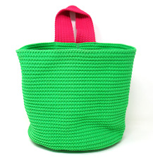 IKEA STICKAT Knit Hanging Basket Green Pink Storage Organizer Bag