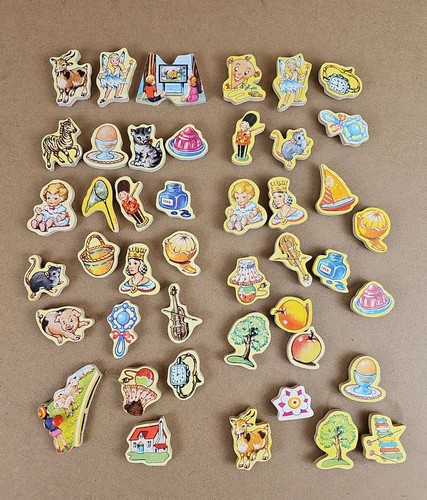 Wooden picture magnets 42pc - magnets,