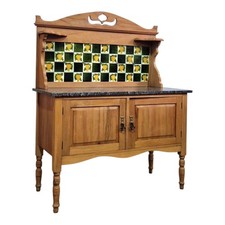 Antique Victorian satinwood marble top washstand - millinery cupboard