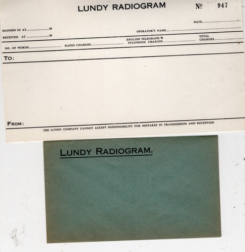 Lundy island unused radiogram - unused,