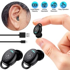 Pair Rechargeable Digital Invisible Hearing Aids Mini ITE Sound Voice Amplifier