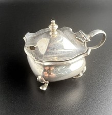 Walker & Hall Solid Silver Mustard Pot 1934 Birmingham 45.5g Antique Hallmarked