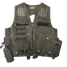 Arktis Tactical Vest Integrated Pouches Load Bearing Ammo Slots Black Airsoft