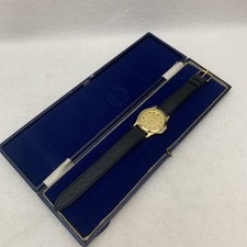 Philip Mercier - Unisex Gold Coloured Wrist Watch, black leather strap.  Working