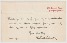 Robert Baden-Powell Printed Letter, October 1901  - Boy Scouts Founder