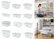 Strong Plastic Stackable Storage Box Boxes With Lid Clear Containers Home Office