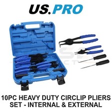 US PRO 10pc Heavy Duty Circlip Pliers Set - Internal & External 7400