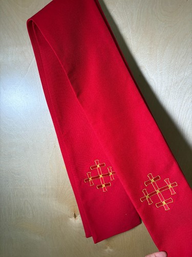 Vintage red clergy stole gold - red,