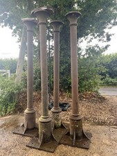Antique cast iron pillars columns stanchions, set of 4, embellished