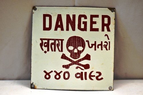 Vintage enamel danger sign - vintage,