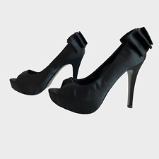 RED HERRING Ladies Womens Shoes Size UK 4 EU 37 Black Peeptoe Platform Bow Heels