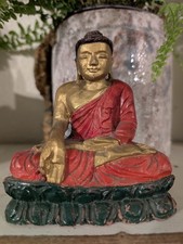 Teak Wood Hand Carved Salvaged  Rehabilated Burmese Buddha Statue