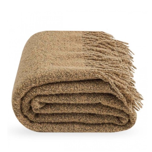 Beige wool throw blanket - beige,