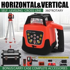 Self-Rotating Exterior 500m Range Rotary Red Laser Level + Tripod + 5m Staff