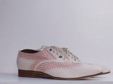 Vivienne Westwood Beige Leather With Red Gingham Pattern Men’s Lace Up Shoes 43
