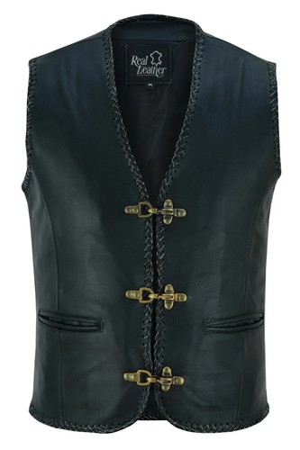 Mens real leather vest fish - leather,