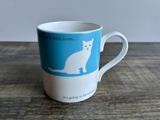 Blue white cat slogan mug - mug,