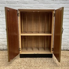 Vintage Midcentury Wood Veneer Records Cabinet