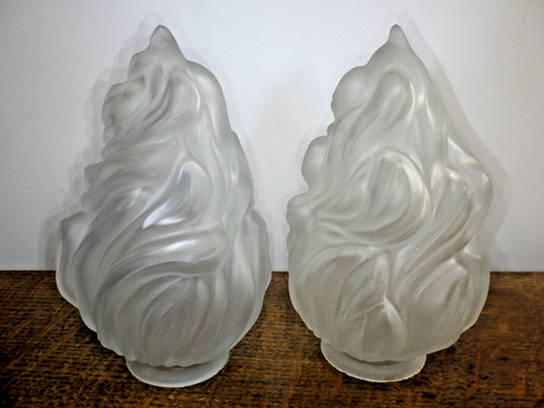 Two frosted flame effect - frosted, glass