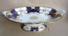 COALPORT ENGLISH CHINA COBALT BLUE BATWING OVAL COMPORT (10553)
