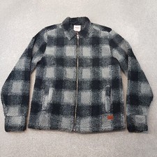 Superdry Men Jacket Small Grey Black Trucker Check Fleece Lumberjack Quilted