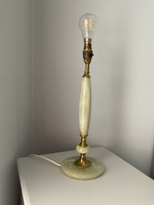 Vintage Tall Onyx Green And Brass Lamp 16.5 Inches