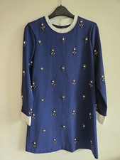 100% Natural Silk Navy Beaded