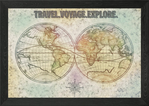 Old world map framed wall - framed,