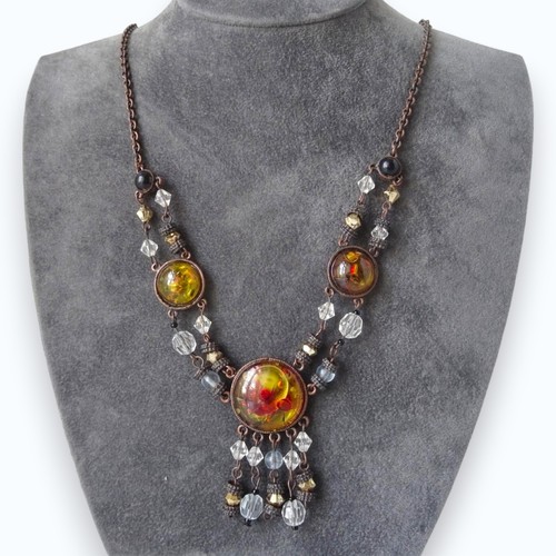 Beaded drop necklace amber - drop,