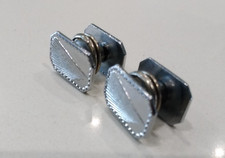 Art Deco Cufflinks 2-Part Snap Fastening Silver / Chrome  vintage 1920s 1930s
